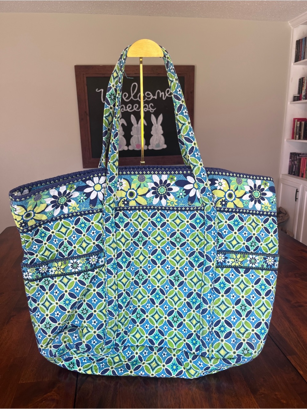 Vera Bradley Vera Large Tote Mediterranean White Retired 2008 Floral Y2K